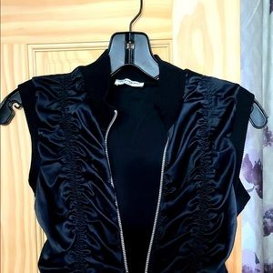 sharagano vest with silver zipper details